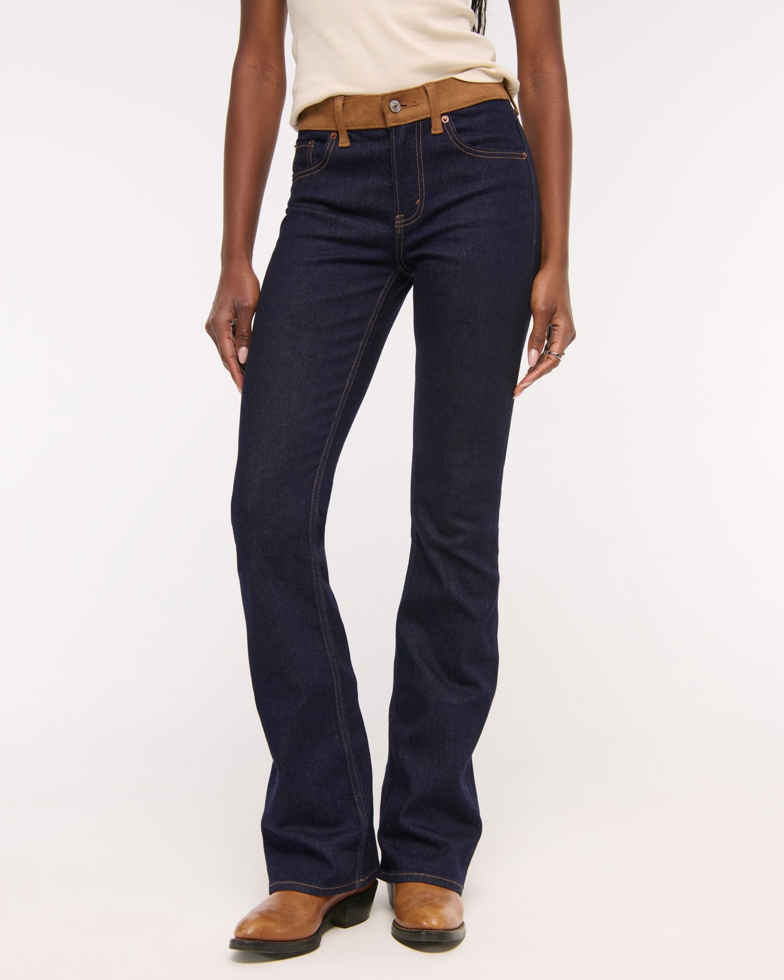Abercrombie Mid Rise Bootcut Frayed Hem Jean