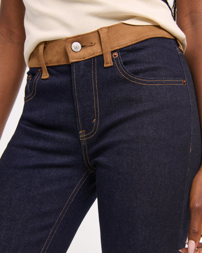 Abercrombie Mid Rise Bootcut Frayed Hem Jean