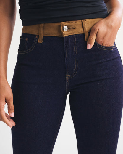 Abercrombie Curve Love Mid Rise Bootcut Frayed Hem Jean