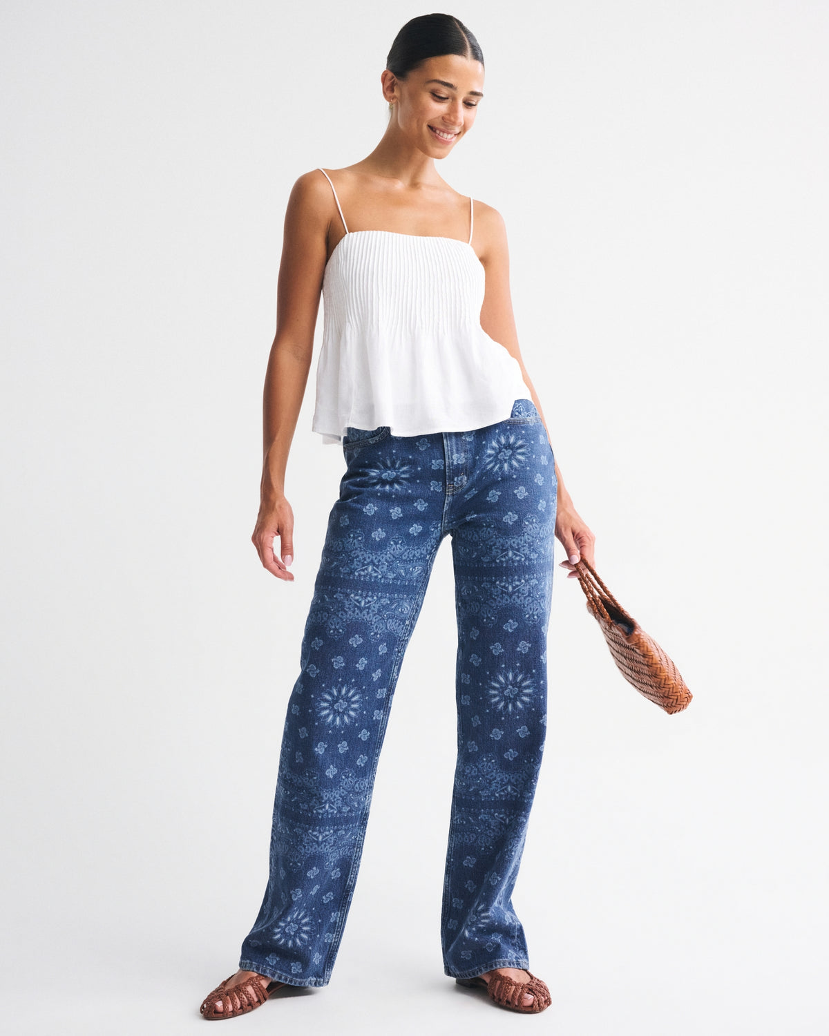 Abercrombie Curve Love High Rise 90s Relaxed Bandana Print  Jean