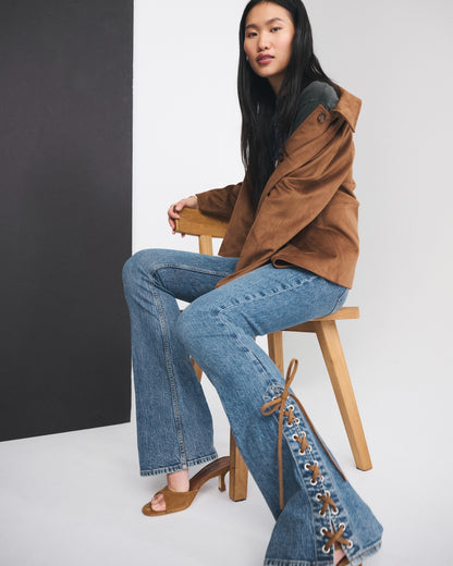 Abercrombie Mid Rise Bootcut Frayed Hem Jean