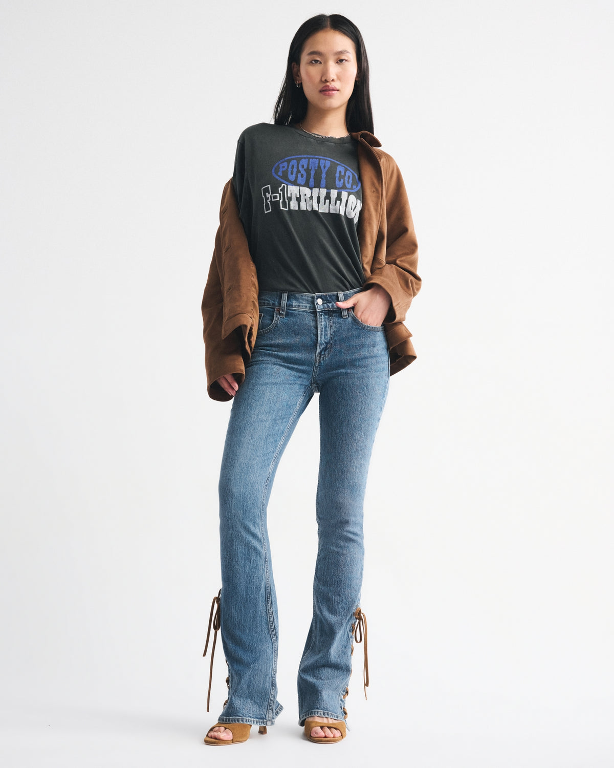 Abercrombie Mid Rise Bootcut Frayed Hem Jean