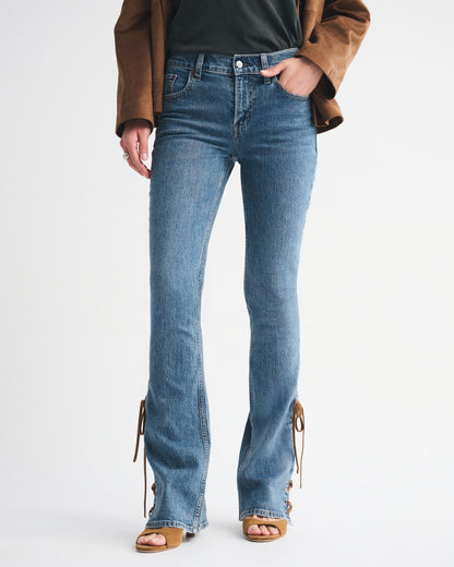 Abercrombie Mid Rise Bootcut Frayed Hem Jean