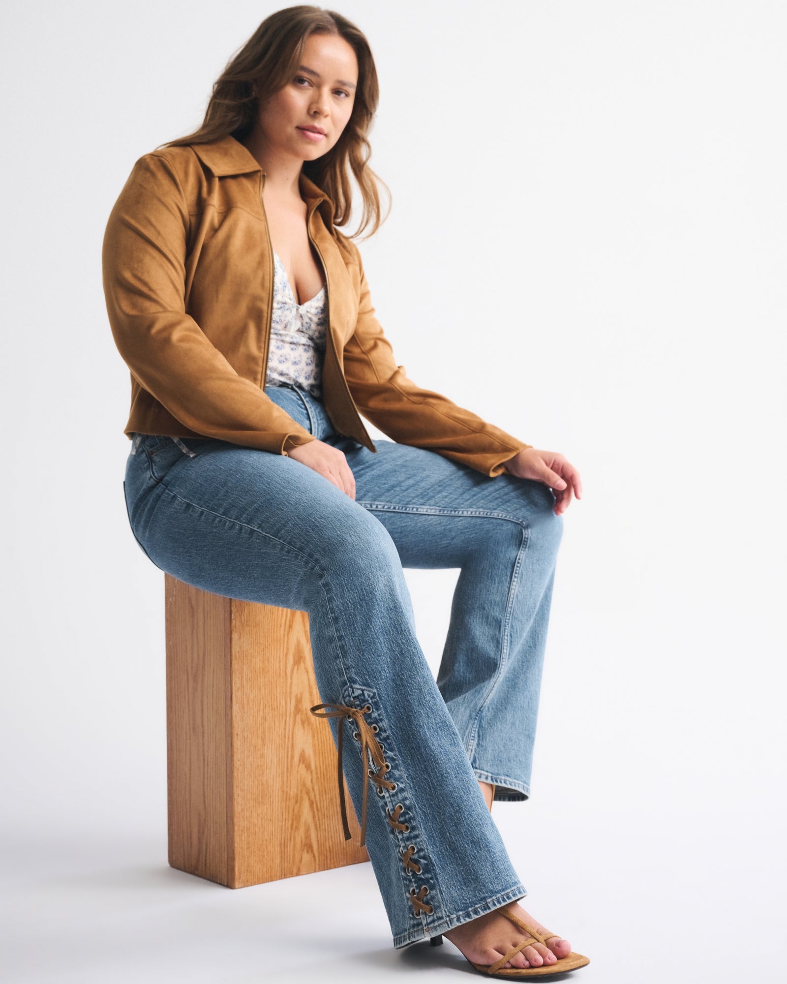 Abercrombie Curve Love Mid Rise Bootcut Frayed Hem Jean