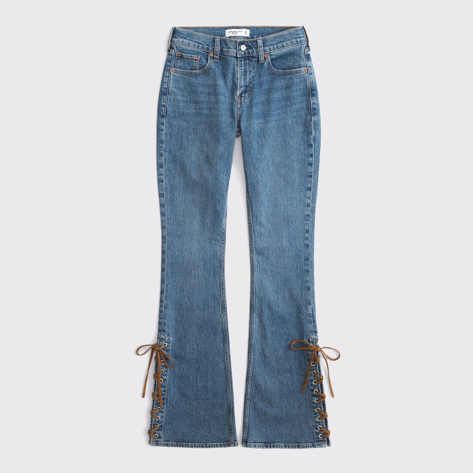 Abercrombie Curve Love Mid Rise Bootcut Frayed Hem Jean