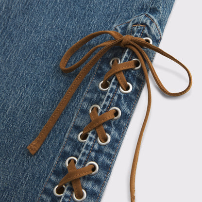 Abercrombie Curve Love Mid Rise Bootcut Frayed Hem Jean
