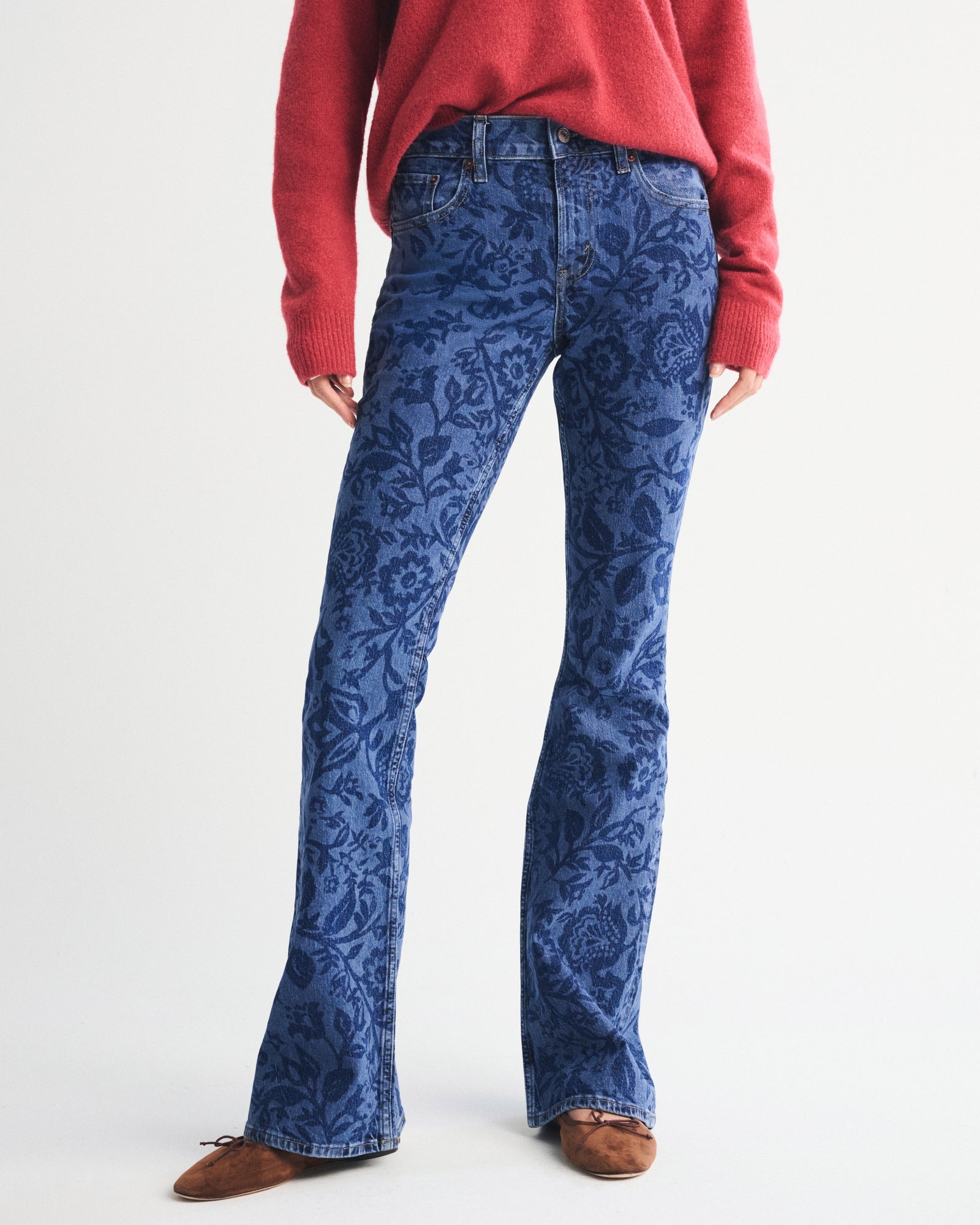 Abercrombie Mid Rise Bootcut Frayed Hem Jean