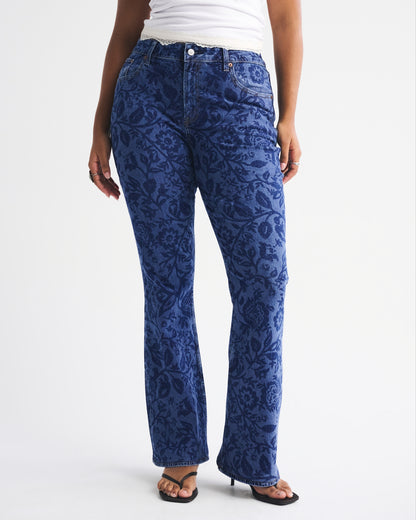 Abercrombie Curve Love Mid Rise Bootcut Frayed Hem Jean