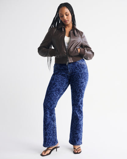 Abercrombie Curve Love Mid Rise Bootcut Frayed Hem Jean