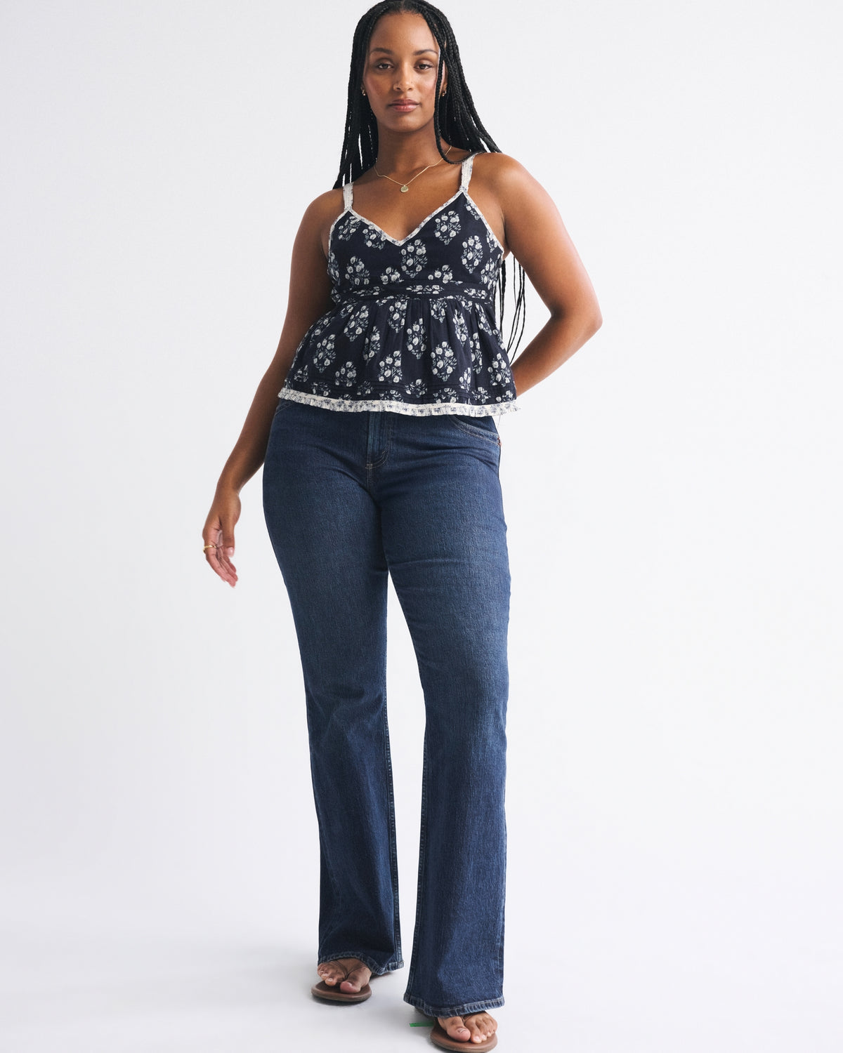 Abercrombie Curve Love Mid Rise Bootcut Frayed Hem Jean