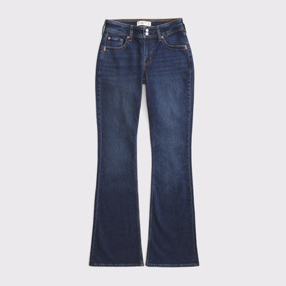 Abercrombie Curve Love Mid Rise Bootcut Frayed Hem Jean