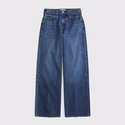 Abercrombie Curve Love High Rise Wide Leg Fish Embroidered Jean
