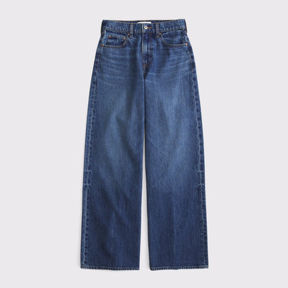 Abercrombie High Rise Wide Leg Fish Embroidered Jean