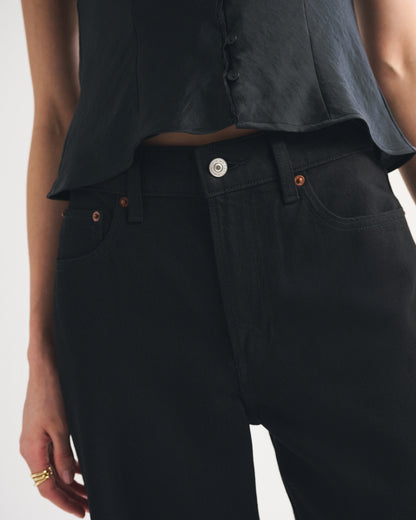 Abercrombie High Rise Wide Leg Fish Embroidered Jean