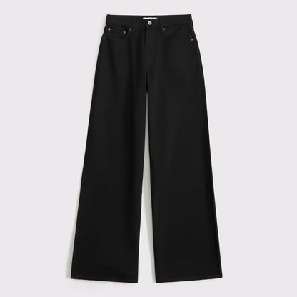 Abercrombie High Rise Wide Leg Fish Embroidered Jean