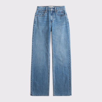 Abercrombie High Rise 90s Relaxed Dallas Cowboys Embroidered Jean