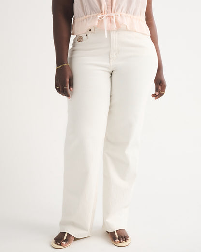 Abercrombie Curve Love High Rise 90s Relaxed Floral Embroidered Jean