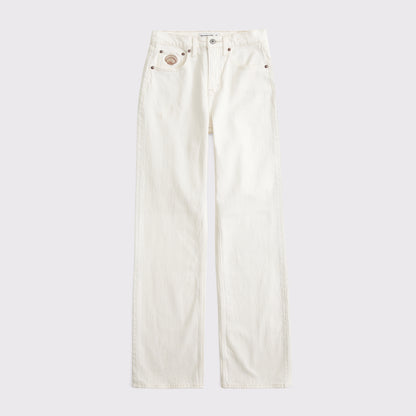 Abercrombie Curve Love High Rise 90s Relaxed Floral Embroidered Jean