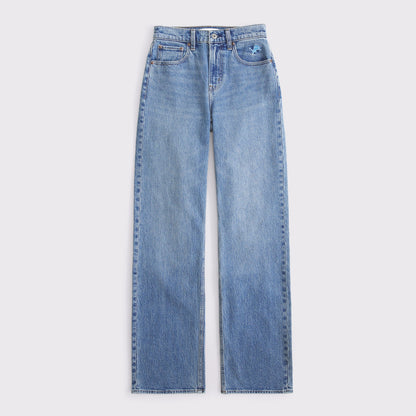 Abercrombie High Rise 90s Relaxed Dallas Cowboys Embroidered Jean