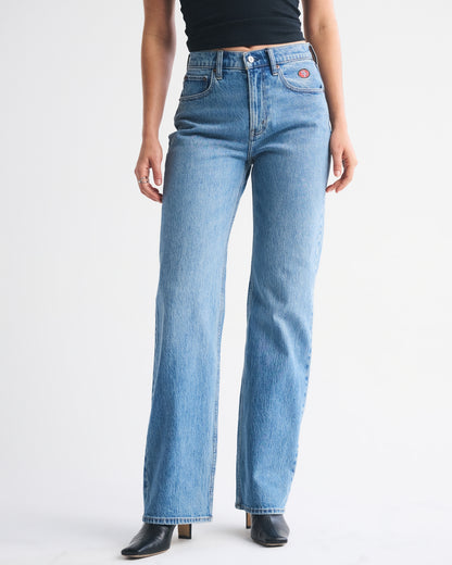 Abercrombie High Rise 90s Relaxed Dallas Cowboys Embroidered Jean