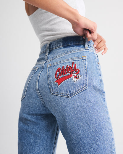 Abercrombie High Rise 90s Relaxed Dallas Cowboys Embroidered Jean