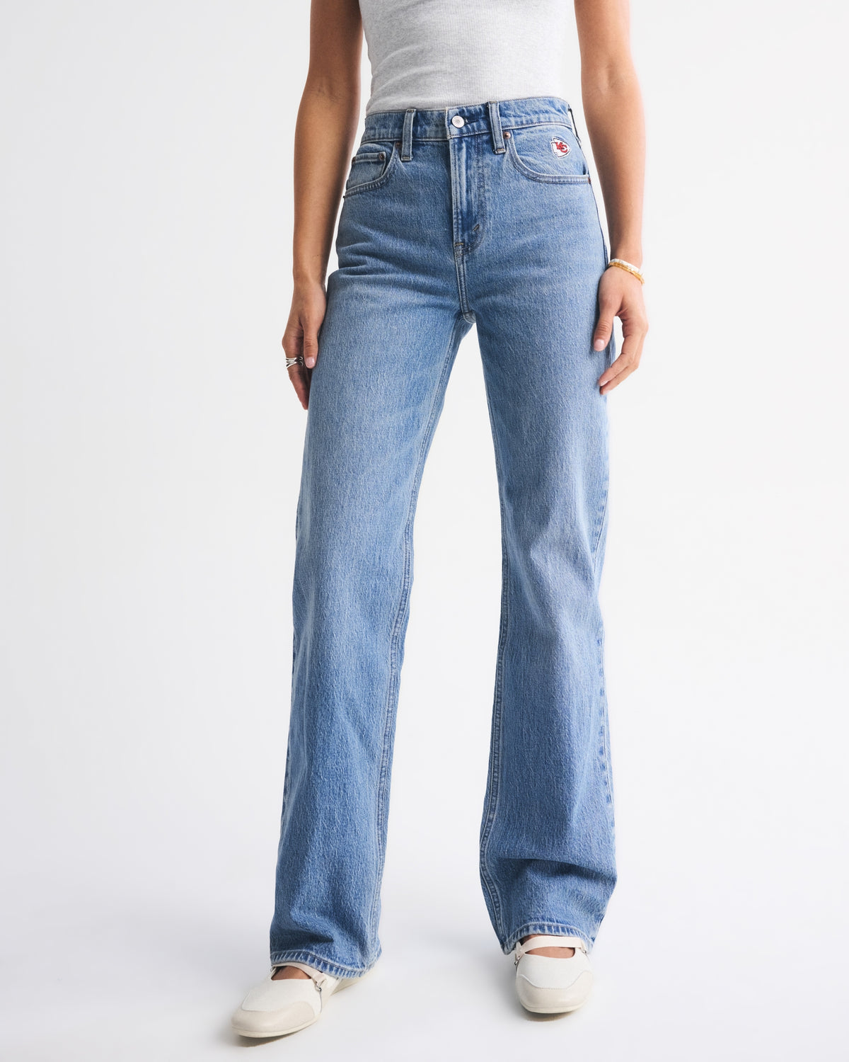 Abercrombie High Rise 90s Relaxed Dallas Cowboys Embroidered Jean