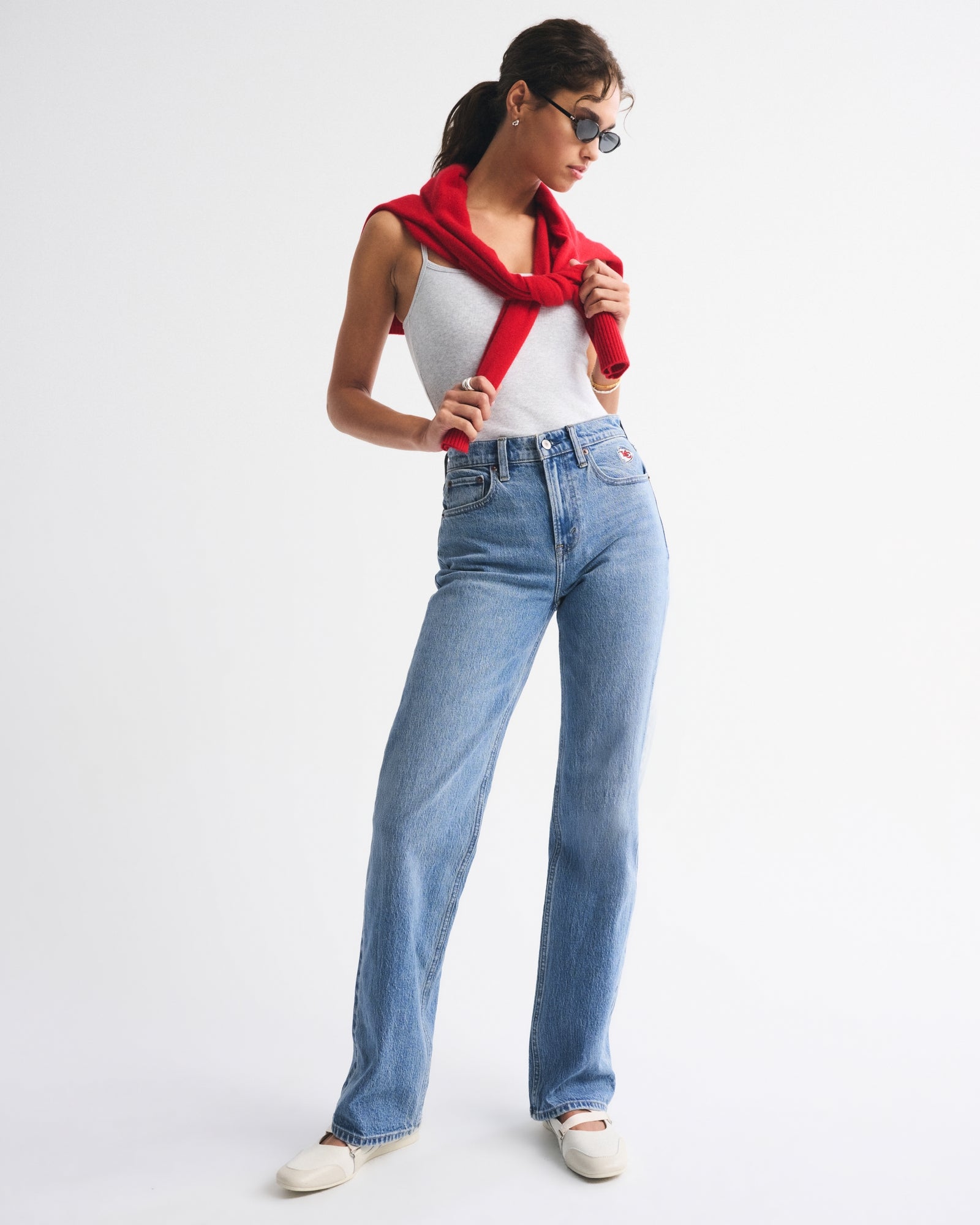 Abercrombie High Rise 90s Relaxed Dallas Cowboys Embroidered Jean