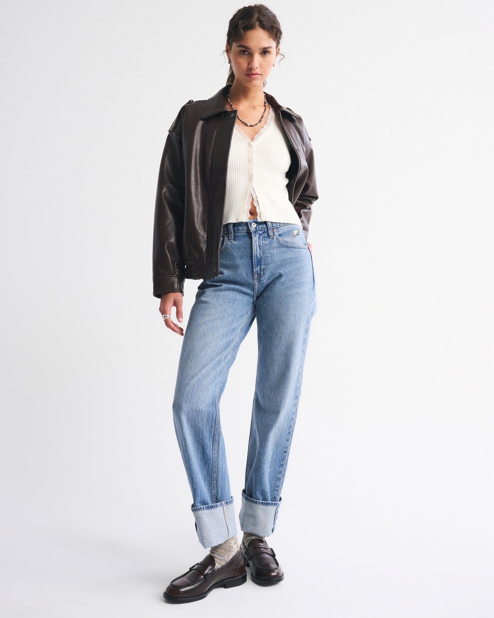 Abercrombie High Rise 90s Relaxed Dallas Cowboys Embroidered Jean