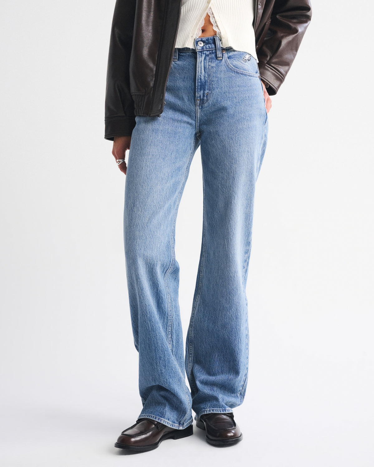 Abercrombie High Rise 90s Relaxed Dallas Cowboys Embroidered Jean