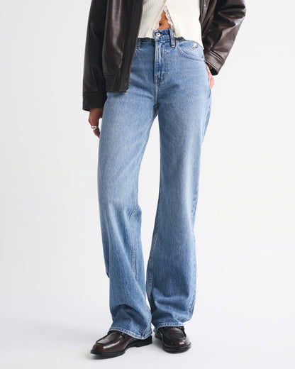 Abercrombie High Rise 90s Relaxed Dallas Cowboys Embroidered Jean
