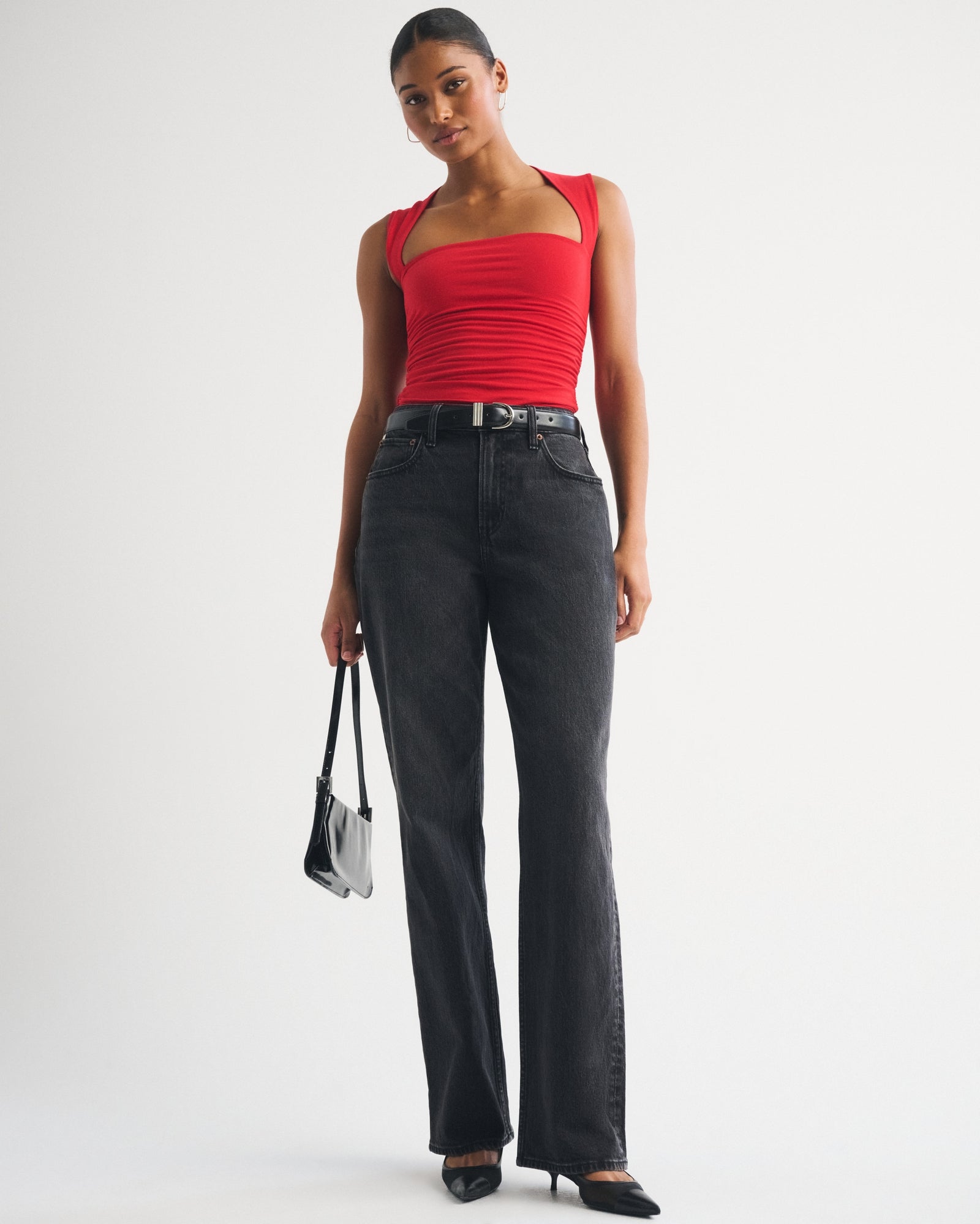 Abercrombie Curve Love High Rise 90s Relaxed Floral Embroidered Jean