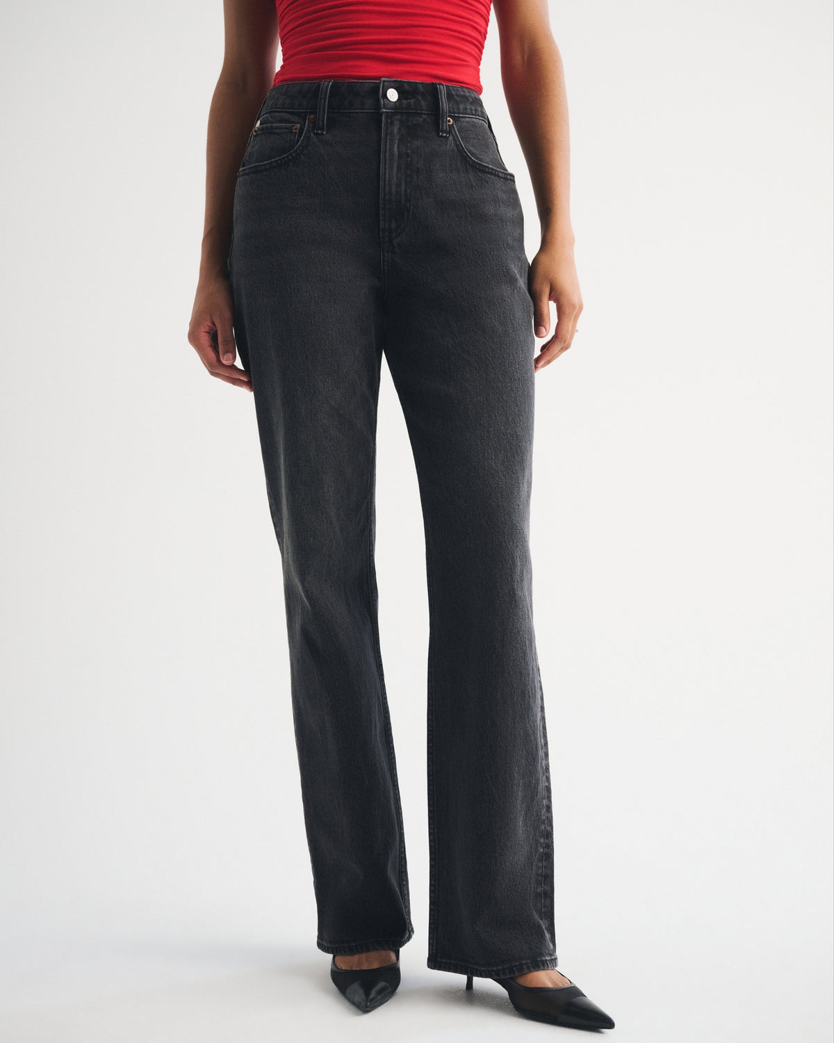 Abercrombie Curve Love High Rise 90s Relaxed Floral Embroidered Jean