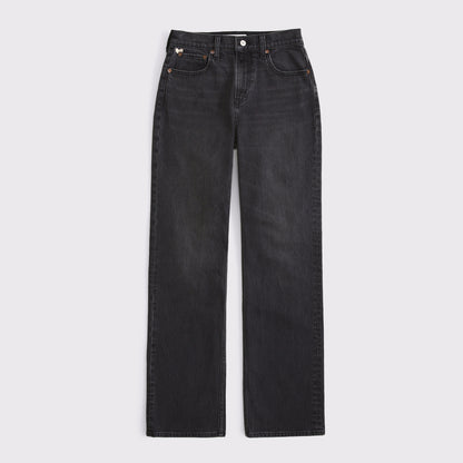 Abercrombie Curve Love High Rise 90s Relaxed Floral Embroidered Jean