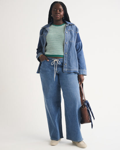 Abercrombie Curve Love Linen-Blend Low Rise Ultra Loose Drawstring Jean