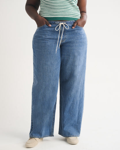 Abercrombie Curve Love Linen-Blend Low Rise Ultra Loose Drawstring Jean