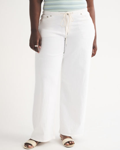 Abercrombie Curve Love Linen-Blend Low Rise Ultra Loose Drawstring Jean