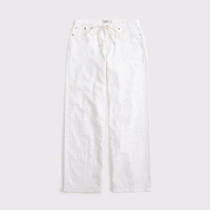 Abercrombie Curve Love Linen-Blend Low Rise Ultra Loose Drawstring Jean