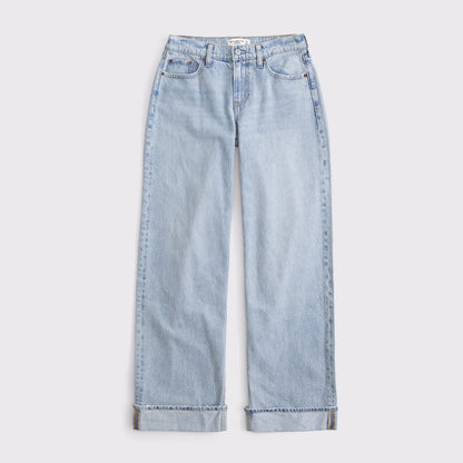 Abercrombie Curve Love Low Rise Ultra Loose Cuffed Hem Jean