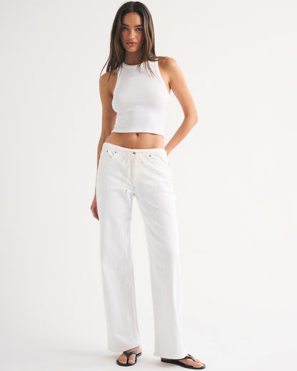 Abercrombie Linen-Blend Low Rise Ultra Loose Drawstring Jean