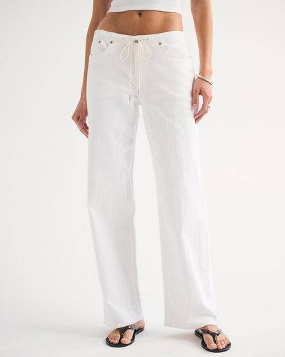 Abercrombie Linen-Blend Low Rise Ultra Loose Drawstring Jean
