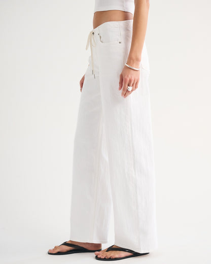 Abercrombie Linen-Blend Low Rise Ultra Loose Drawstring Jean