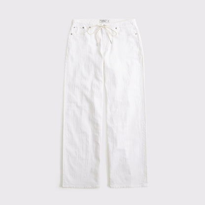 Abercrombie Linen-Blend Low Rise Ultra Loose Drawstring Jean