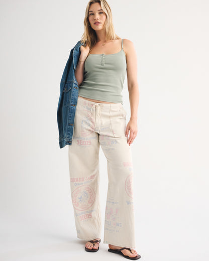 Abercrombie Curve Love Linen-Blend Low Rise Ultra Loose Drawstring Jean