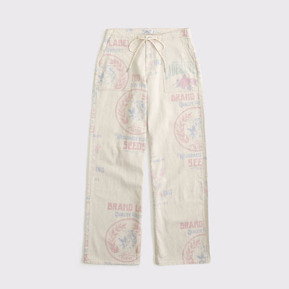Abercrombie Curve Love Linen-Blend Low Rise Ultra Loose Drawstring Jean
