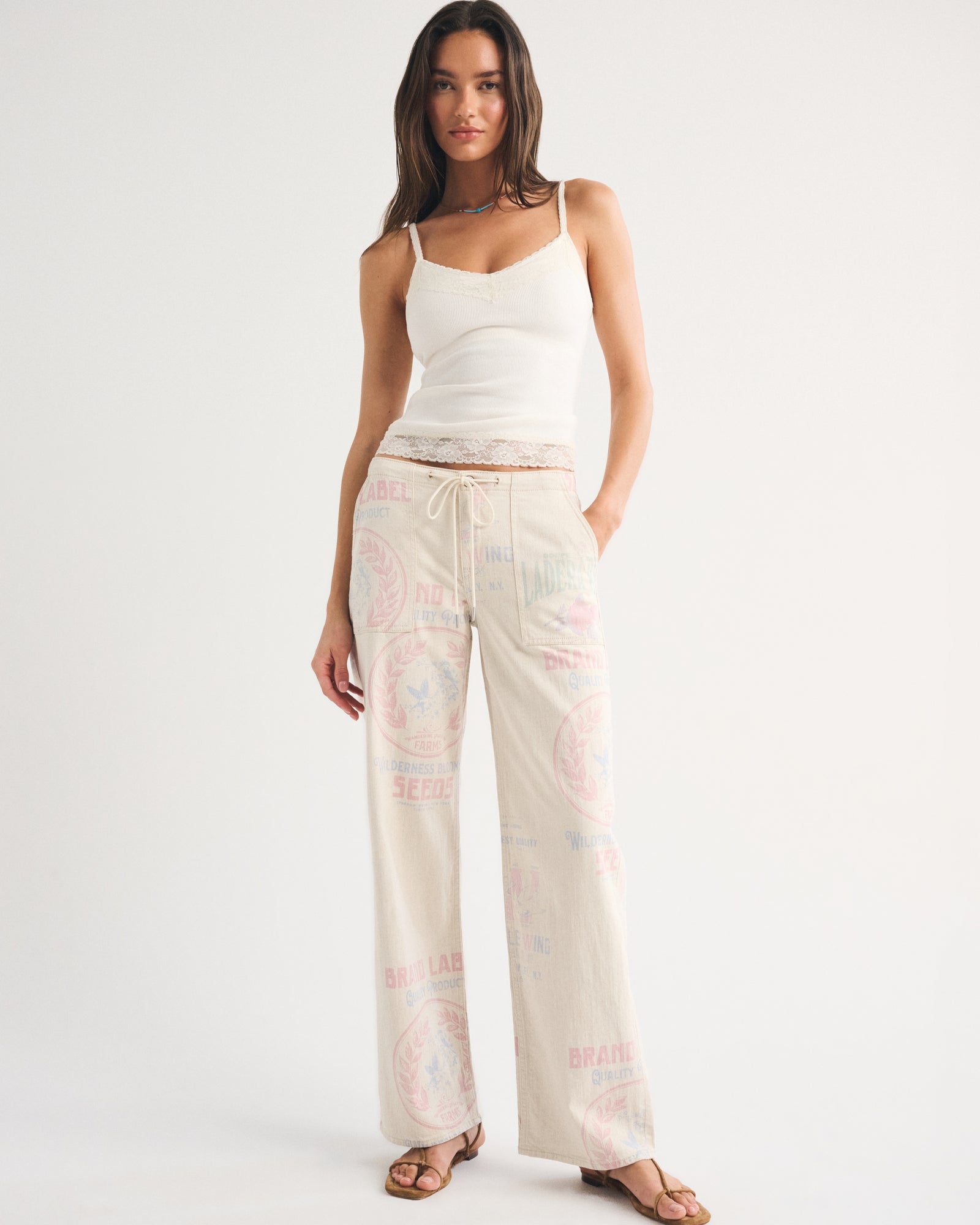 Abercrombie Linen-Blend Low Rise Ultra Loose Drawstring Jean