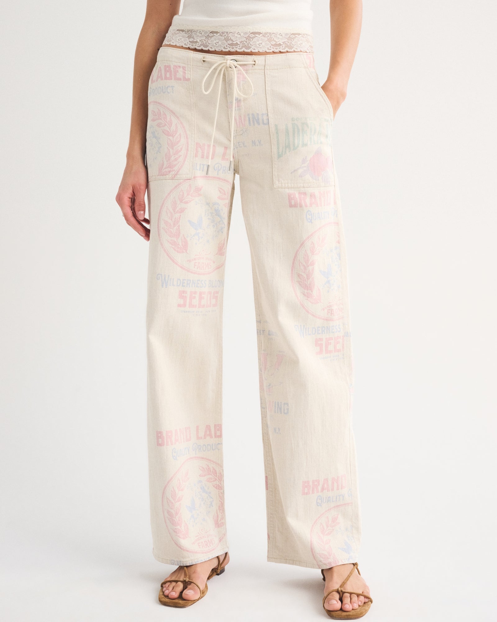 Abercrombie Linen-Blend Low Rise Ultra Loose Drawstring Jean