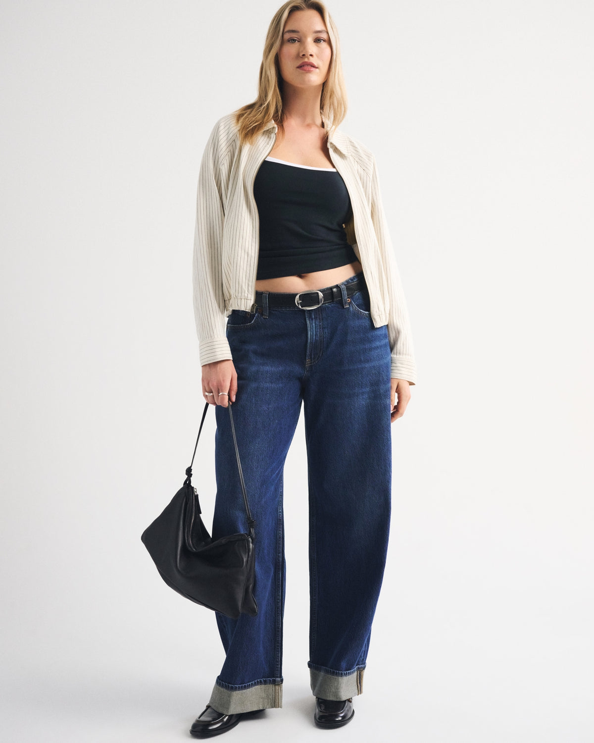 Abercrombie Curve Love Low Rise Ultra Loose Cuffed Hem Jean
