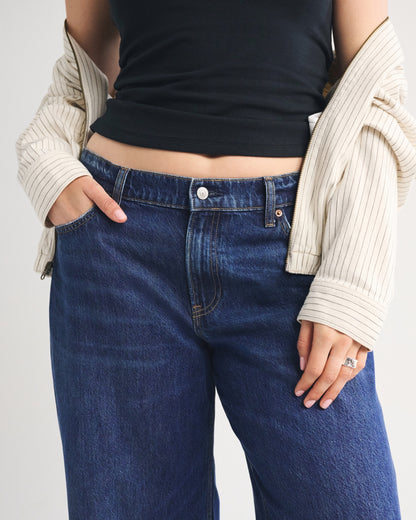 Abercrombie Curve Love Low Rise Ultra Loose Cuffed Hem Jean