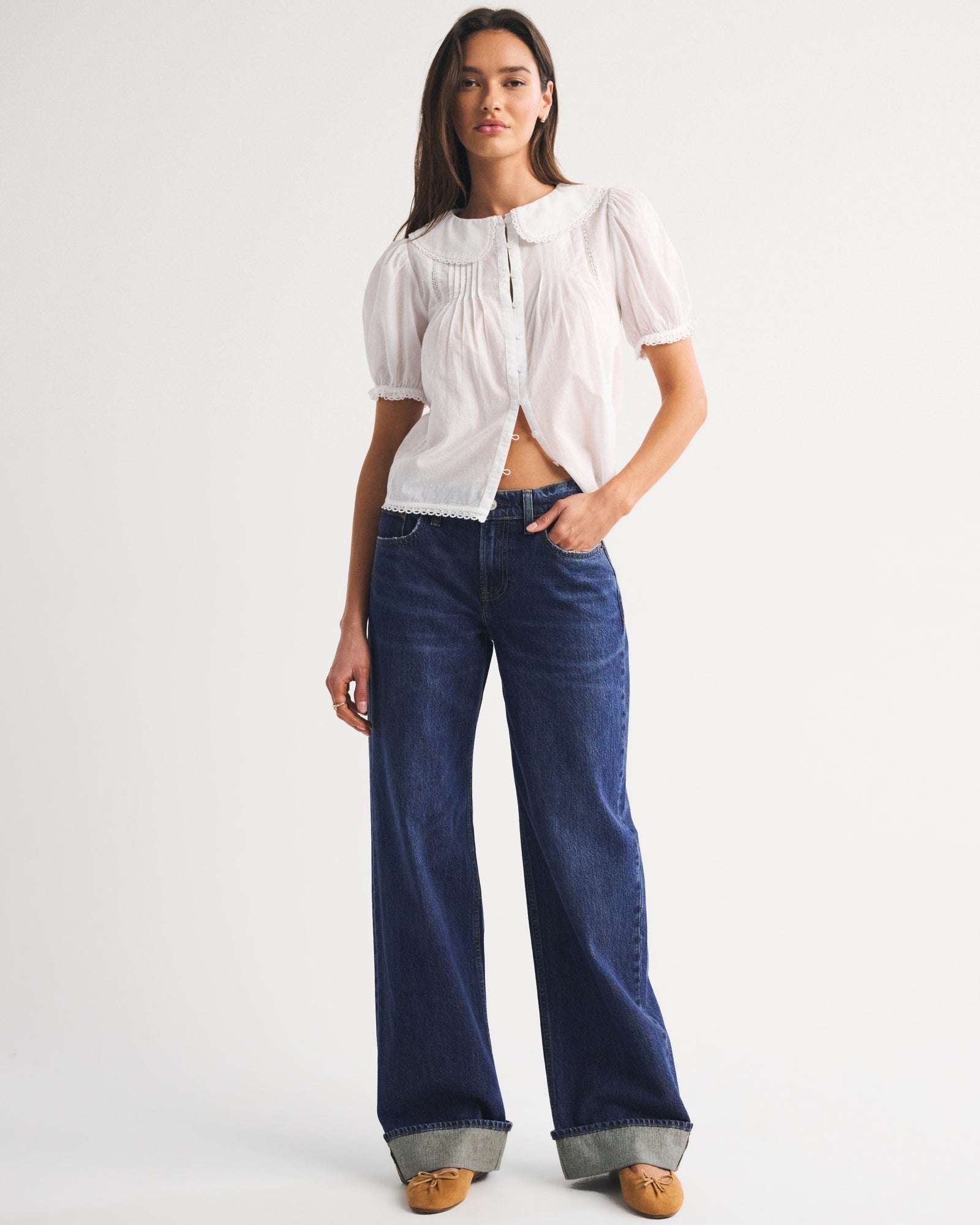 Abercrombie Low Rise Ultra Loose Cuffed Hem Jean