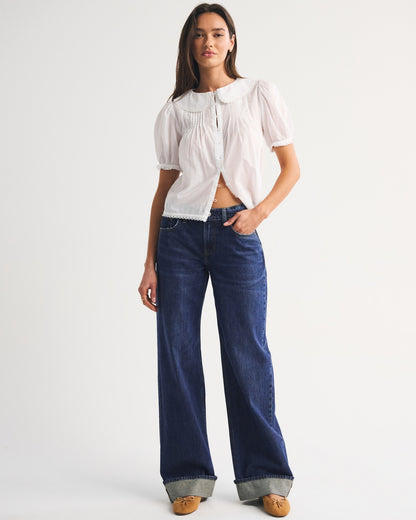 Abercrombie Low Rise Ultra Loose Cuffed Hem Jean